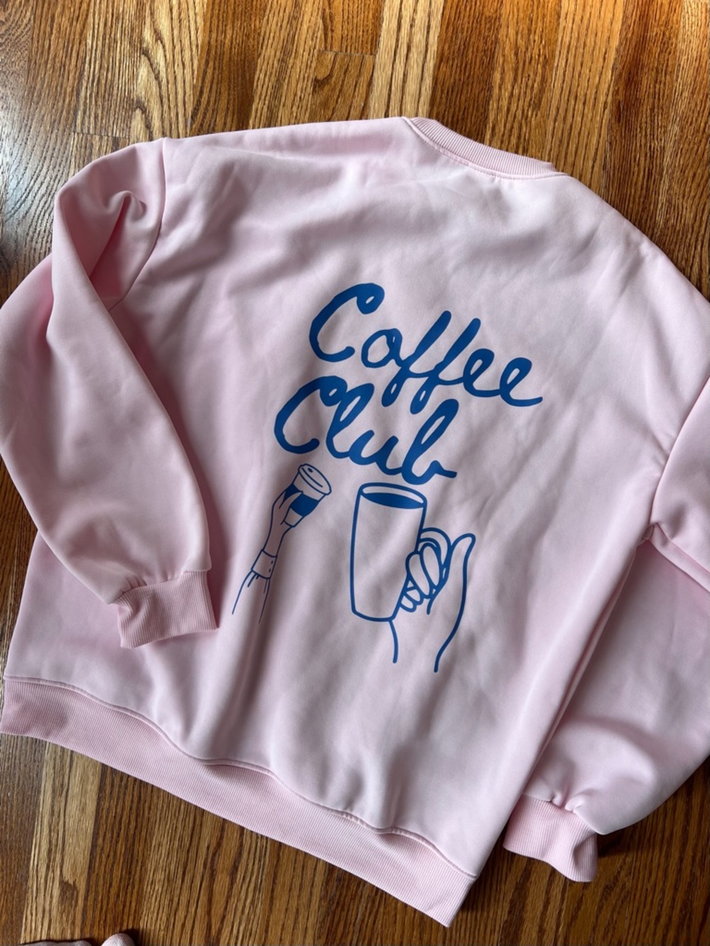New Coffee Club Pastel Pink Graphic Sweatshirt